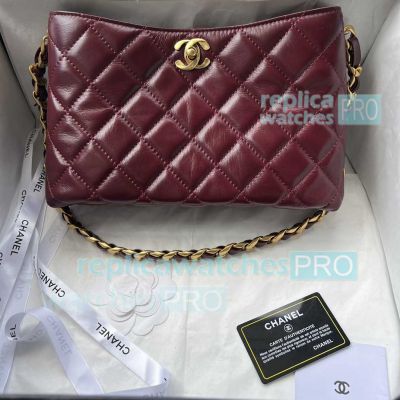 Copy Chane1 Dark Red Women Bag Chain Strap